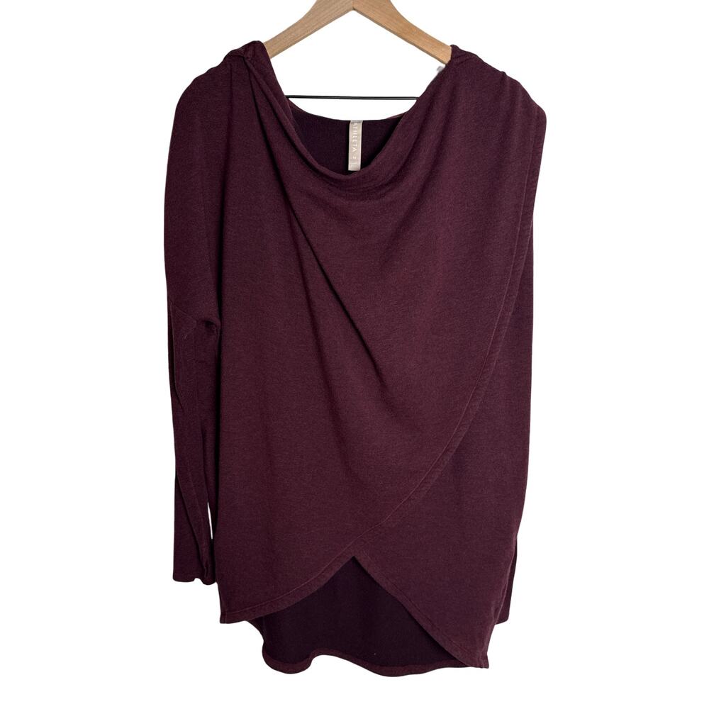 Athleta Cozy Soft‎ Purana Wrap Hoodie Spiced Cabernet Size M Lounge Athleisure
